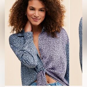 Hutch blue satin tie top size 2X